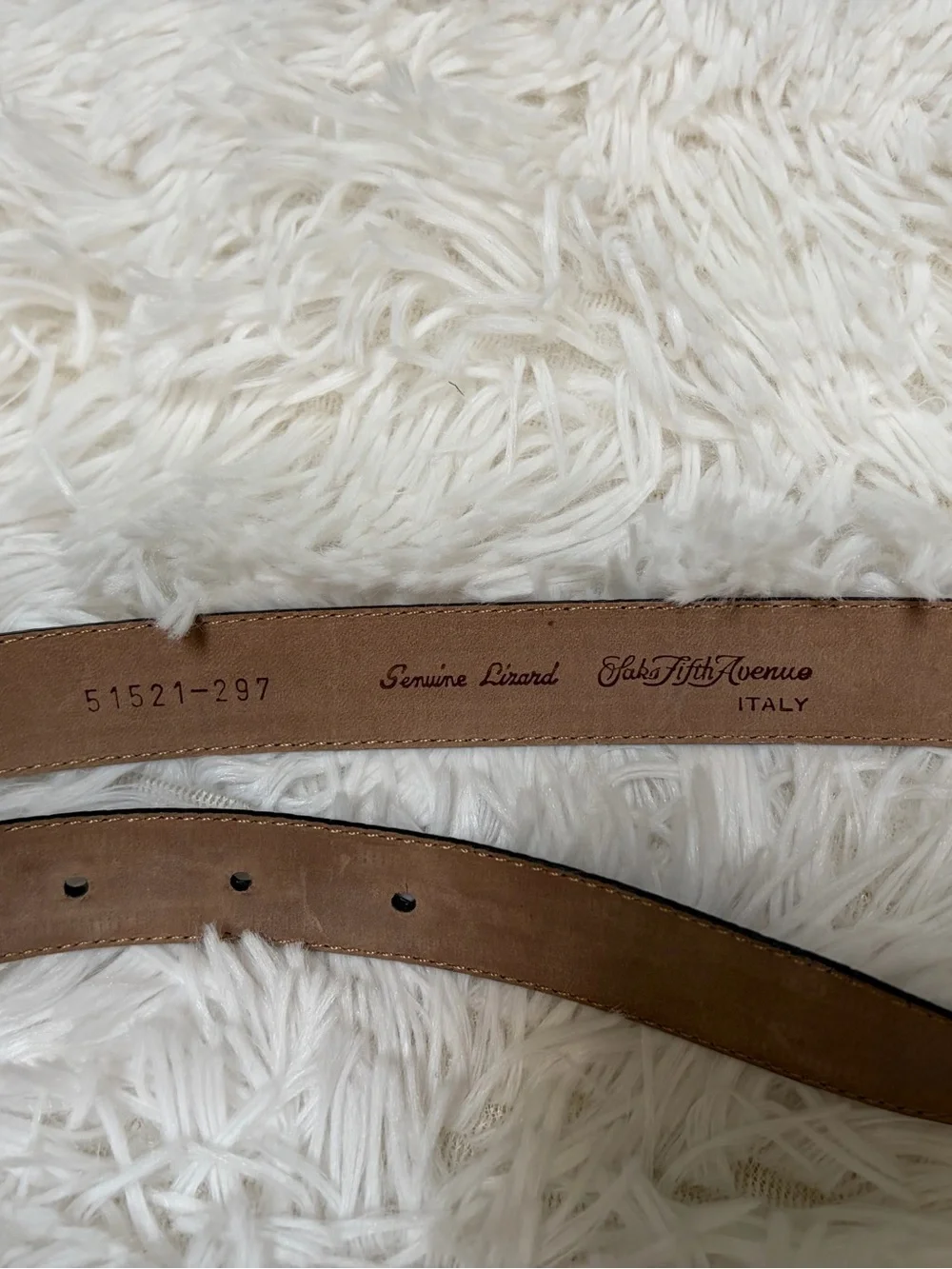 Vintage Saks Fifth Avenue Genuine Lizard Belt Italy Brown Gold Buckle 42 120
